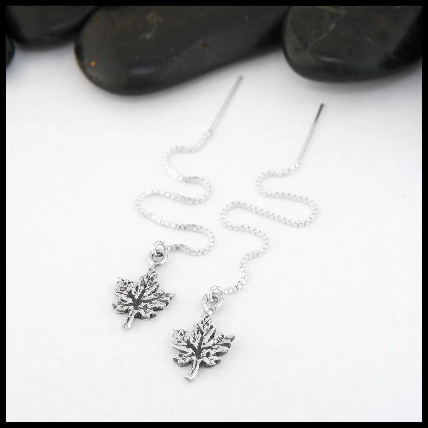 Maple Leaf Drop and Threader Earrings