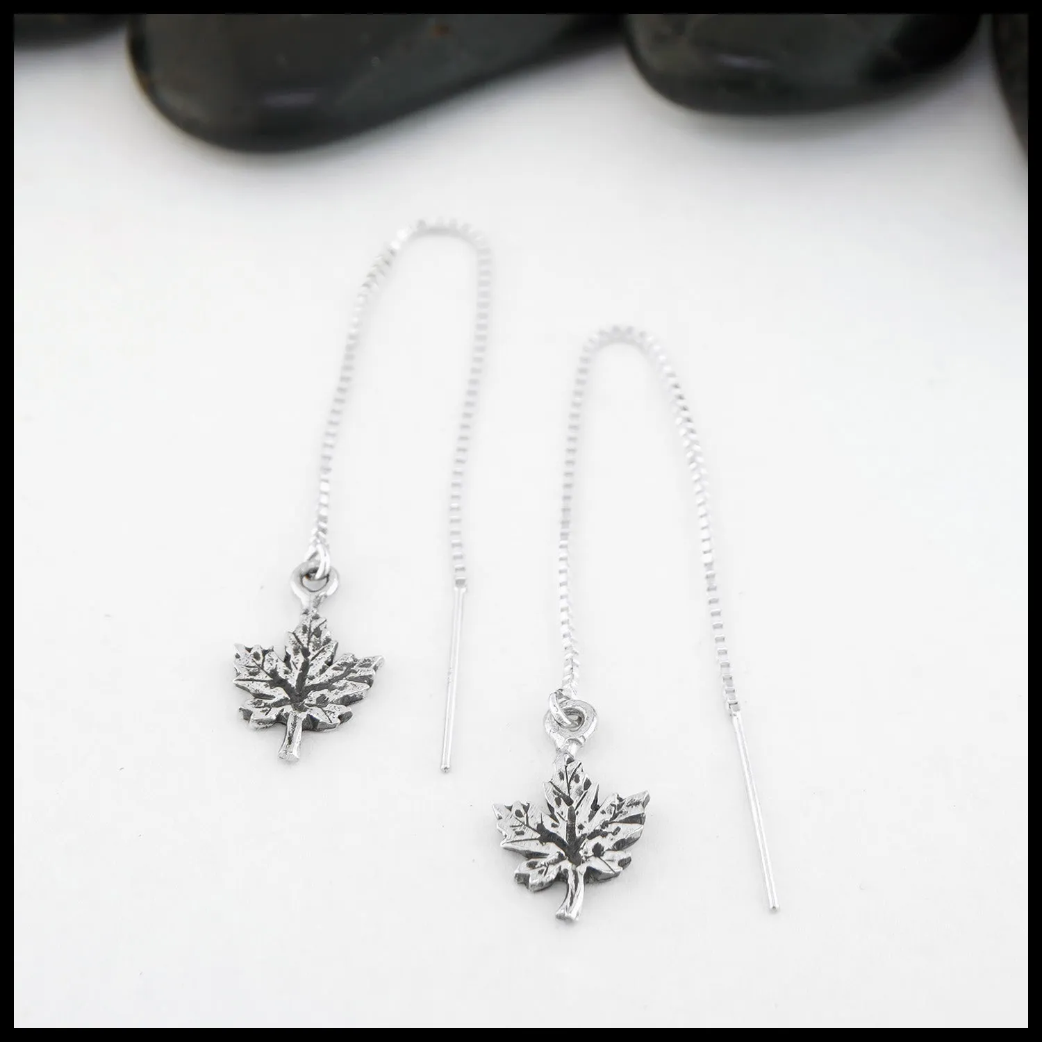 Maple Leaf Drop and Threader Earrings