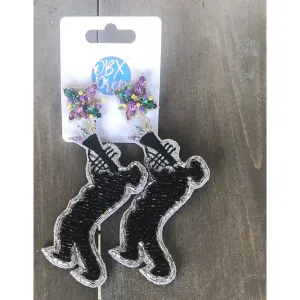 Mardi Gras Jazz Musician Seed Beaded Dangle Earring