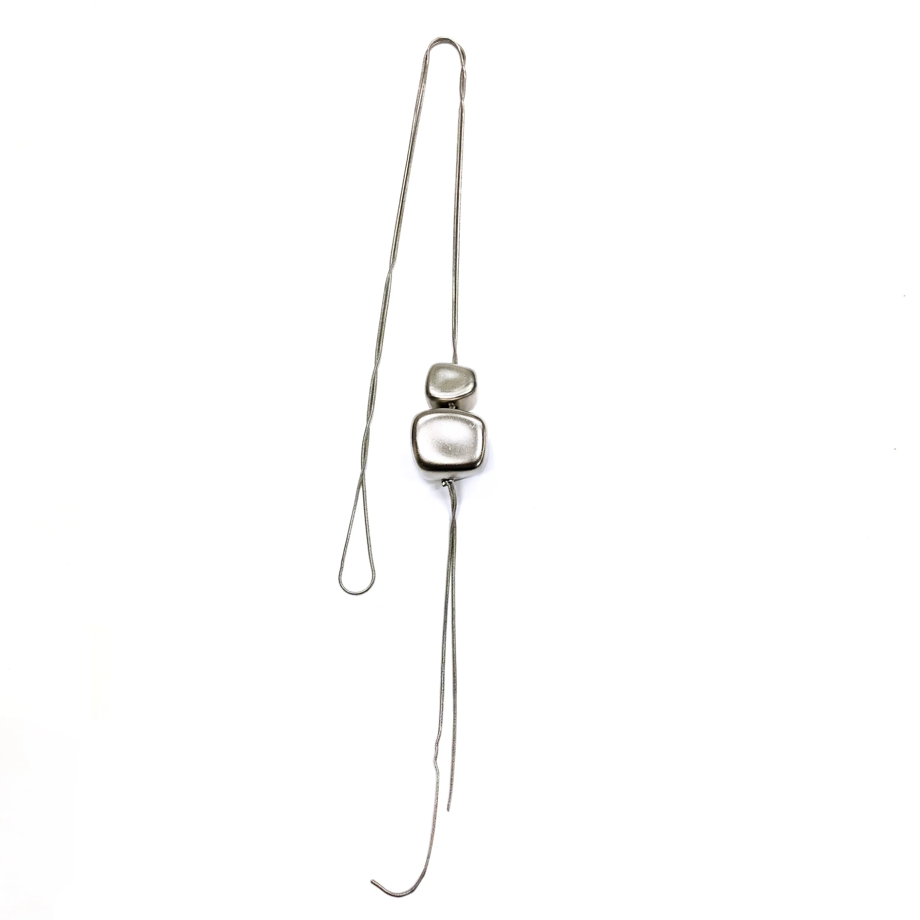 Margerie - Modern 24K gold, long thin cord, double stacked pendant necklace