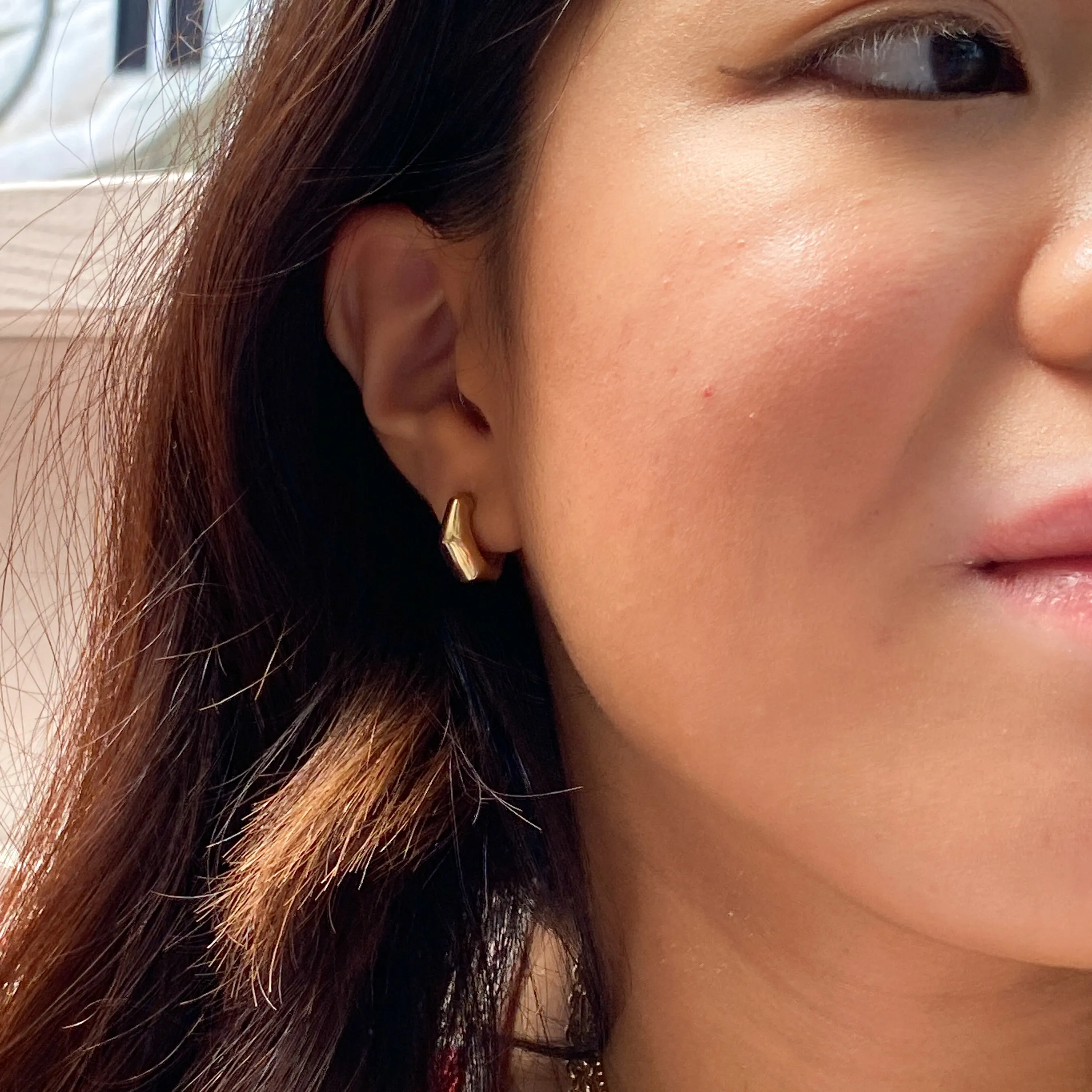 Medium Wide Bamboo Hoop Earrings
