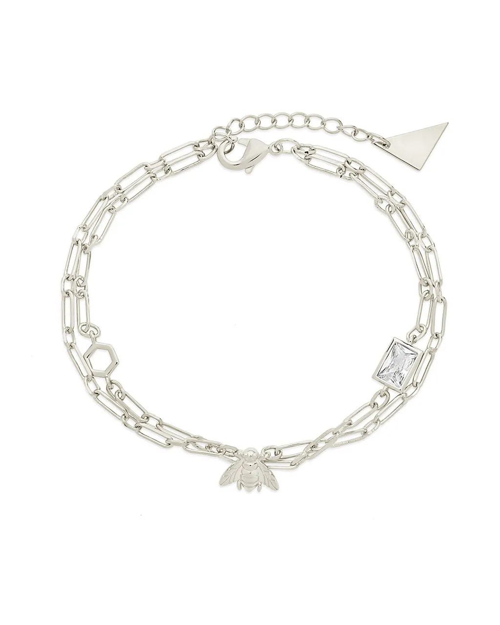 Melina CZ Charm & Layered Chain Bracelet