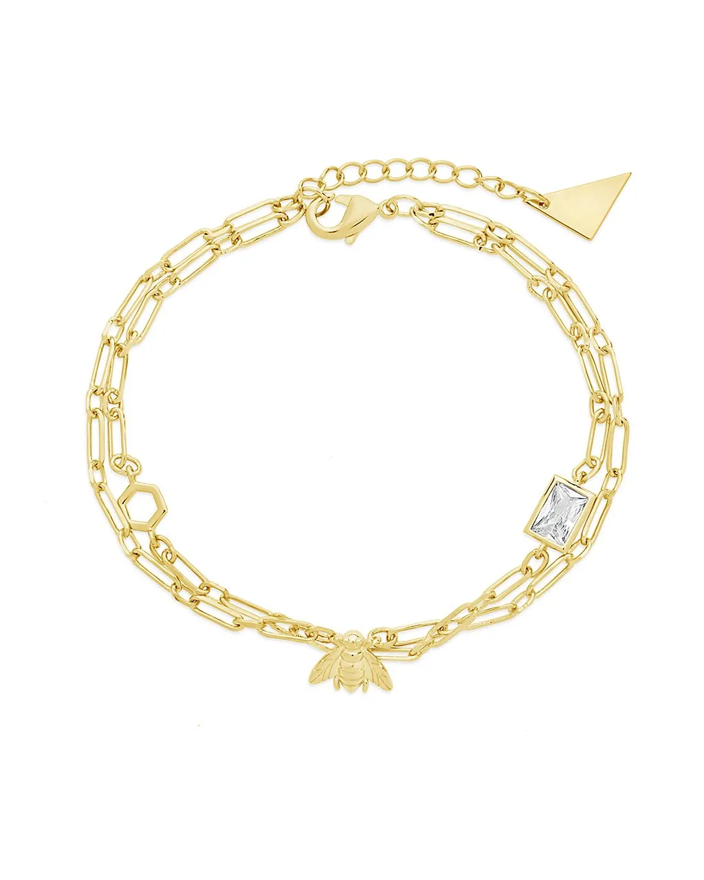 Melina CZ Charm & Layered Chain Bracelet