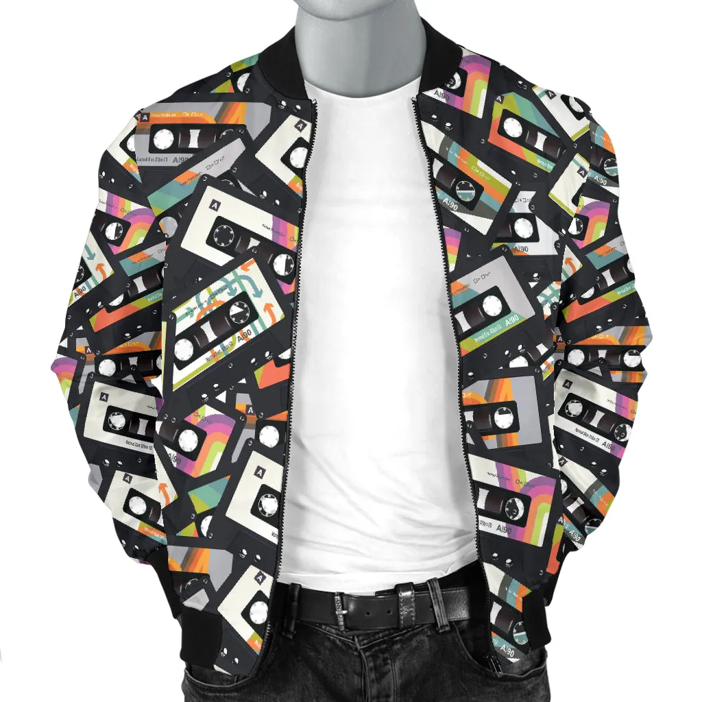Men's Retro Cassette Tape Bomber Jacket