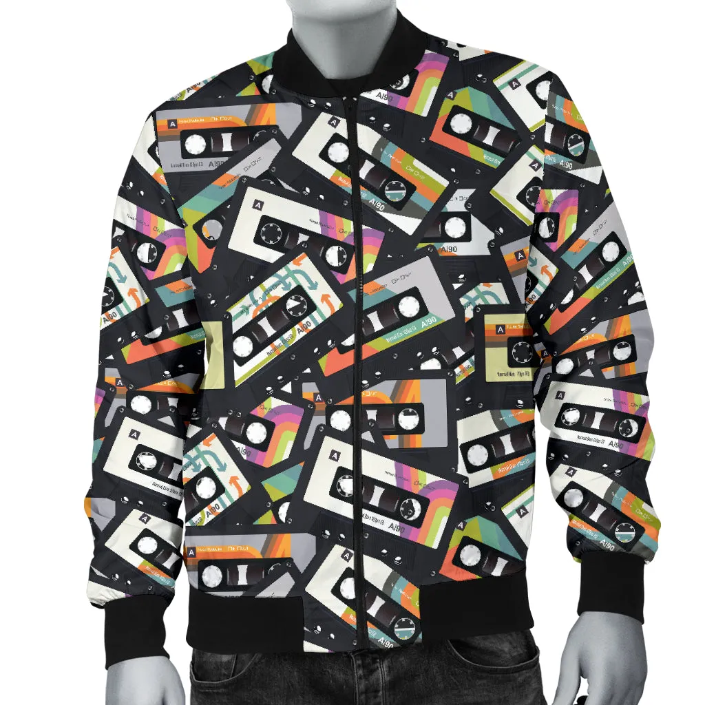 Men's Retro Cassette Tape Bomber Jacket
