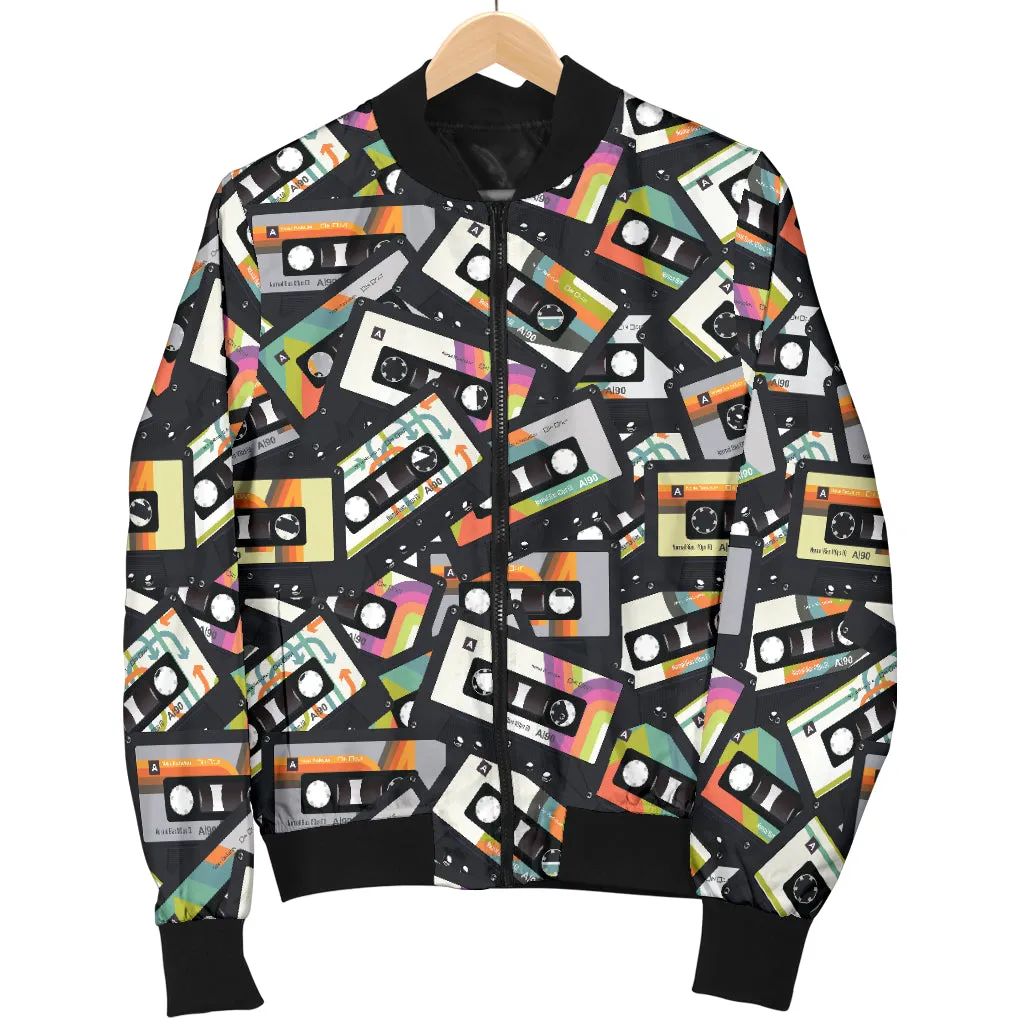 Men's Retro Cassette Tape Bomber Jacket