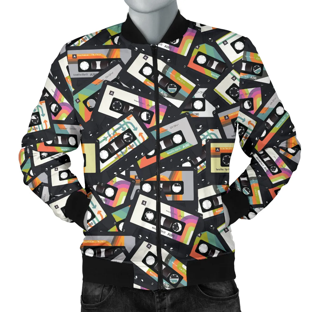 Men's Retro Cassette Tape Bomber Jacket