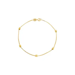 Mini Cube Accented Box Chain Bracelet 14K