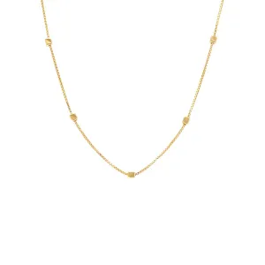 Mini Cube Accented Box Chain Necklace 14K