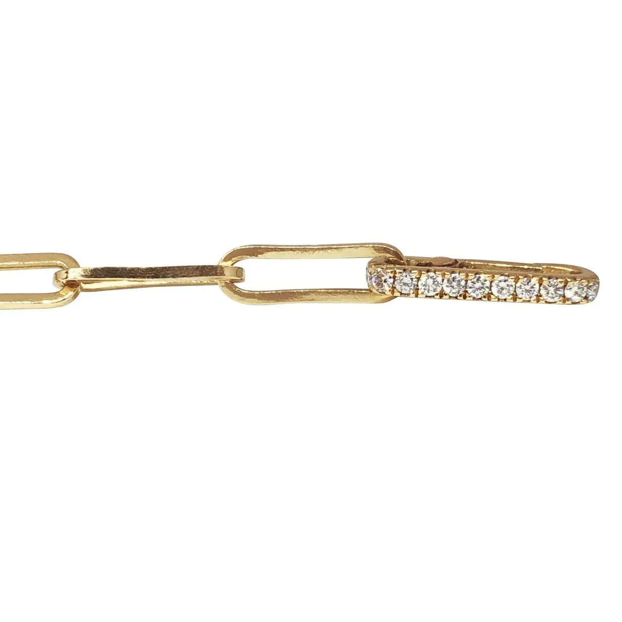 Mini Paperclip Bracelet With Diamond Clasp