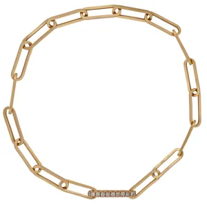 Mini Paperclip Bracelet With Diamond Clasp