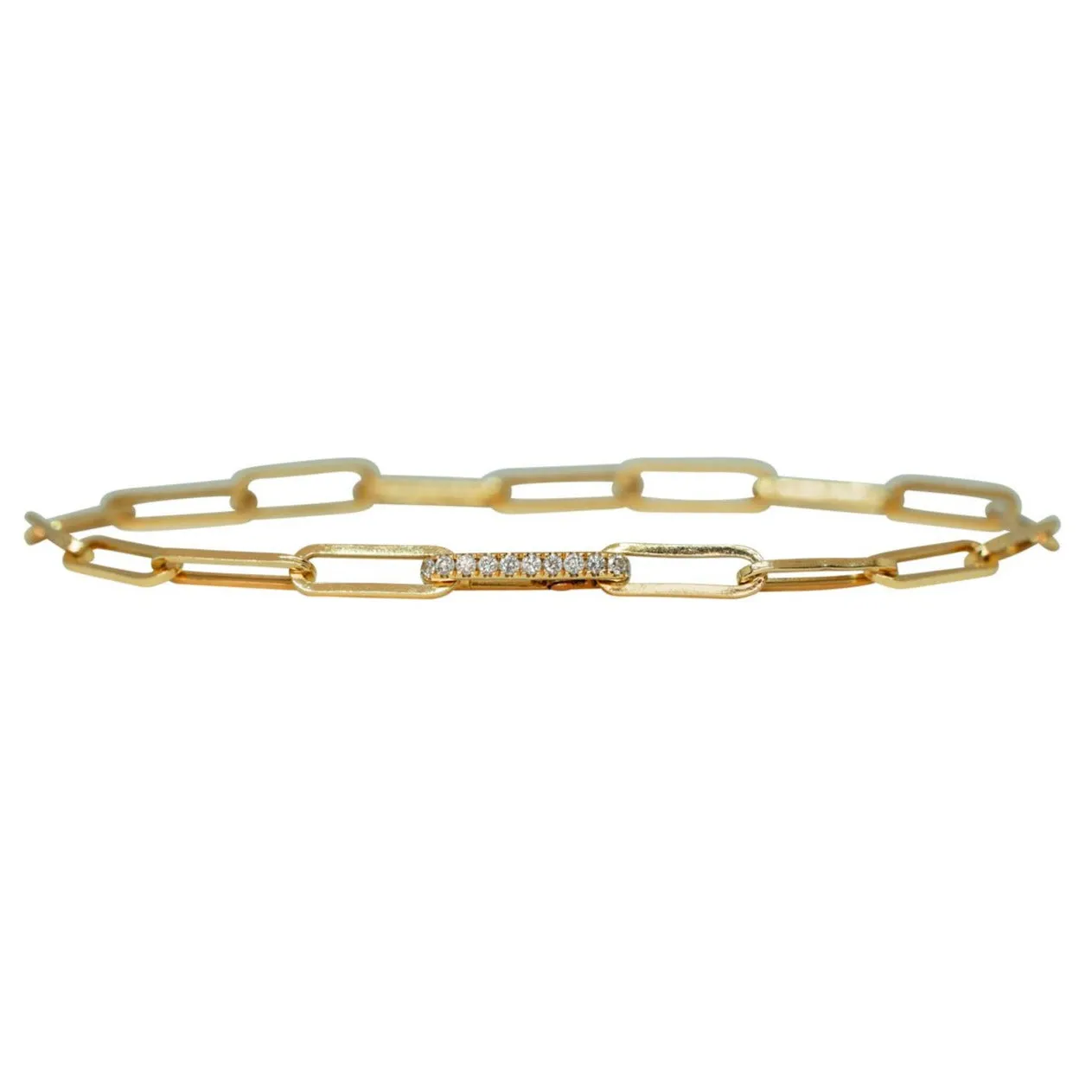 Mini Paperclip Bracelet With Diamond Clasp