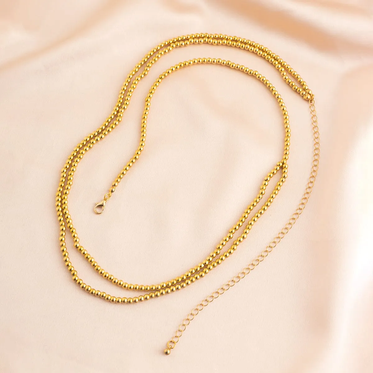 Minimalist Layered Gold Silver Plated Beaded Waist Chain