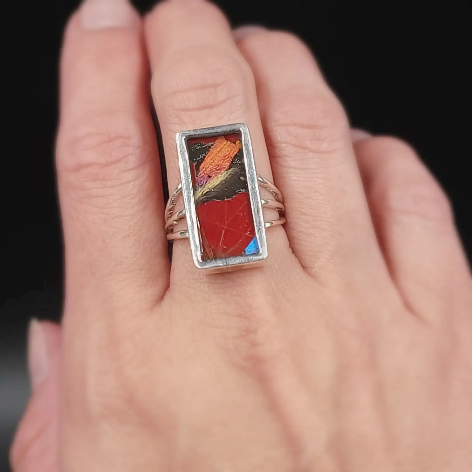 Mixed Butterfly Wing Ring Sterling Silver Band Size 8