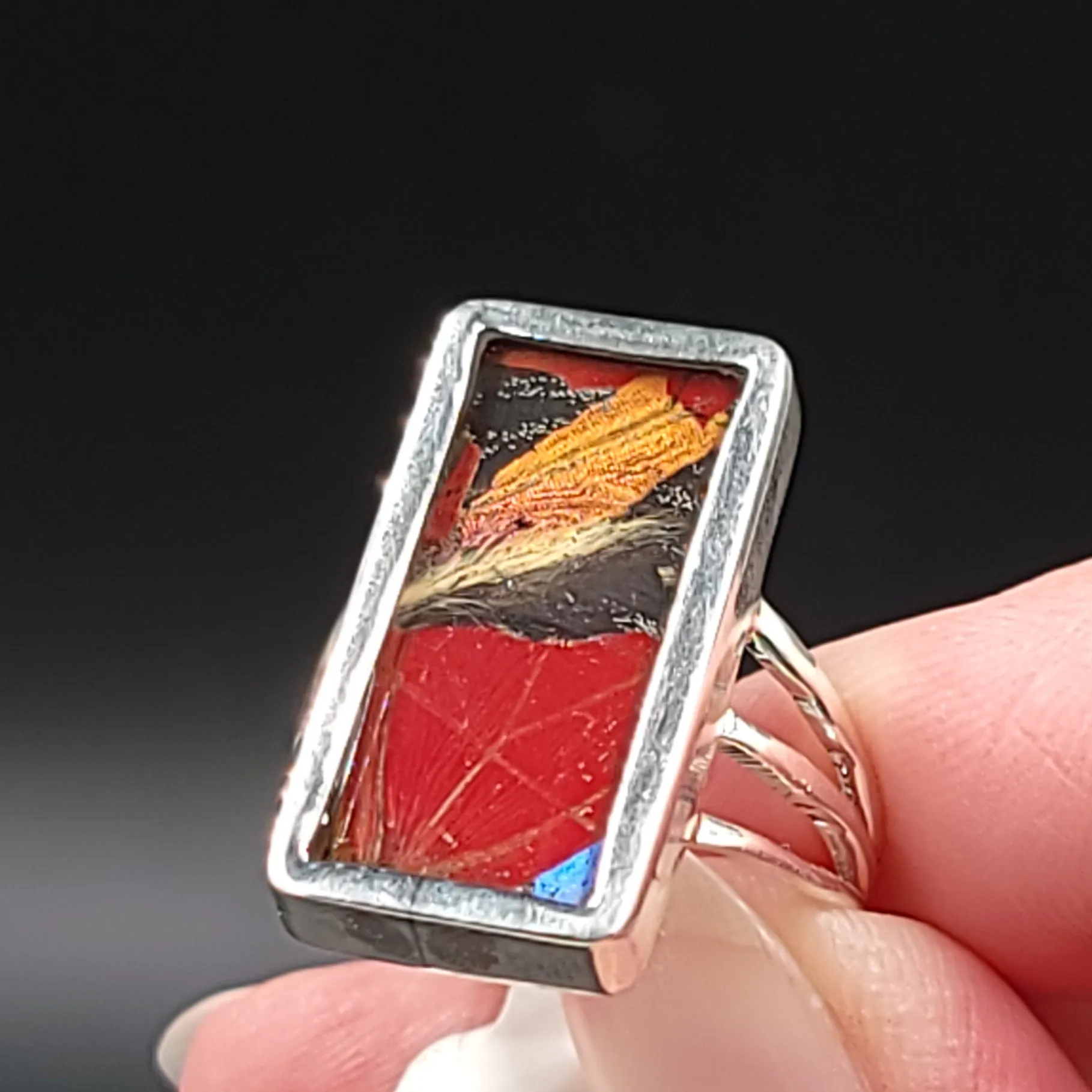 Mixed Butterfly Wing Ring Sterling Silver Band Size 8