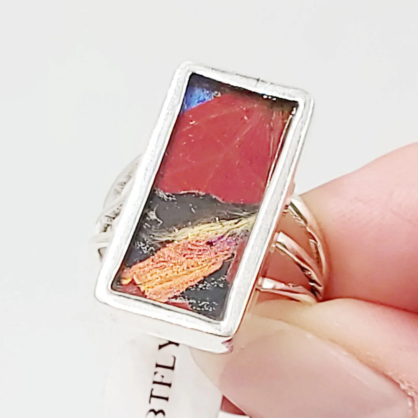 Mixed Butterfly Wing Ring Sterling Silver Band Size 8