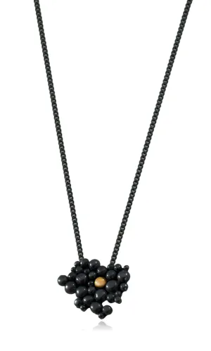 Molecular Necklace Black with Gold Granule