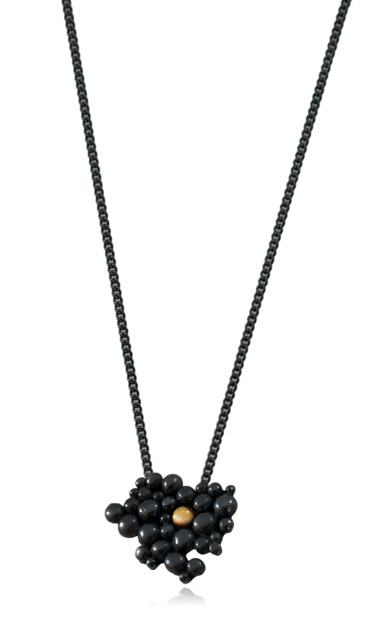 Molecular Necklace Black with Gold Granule