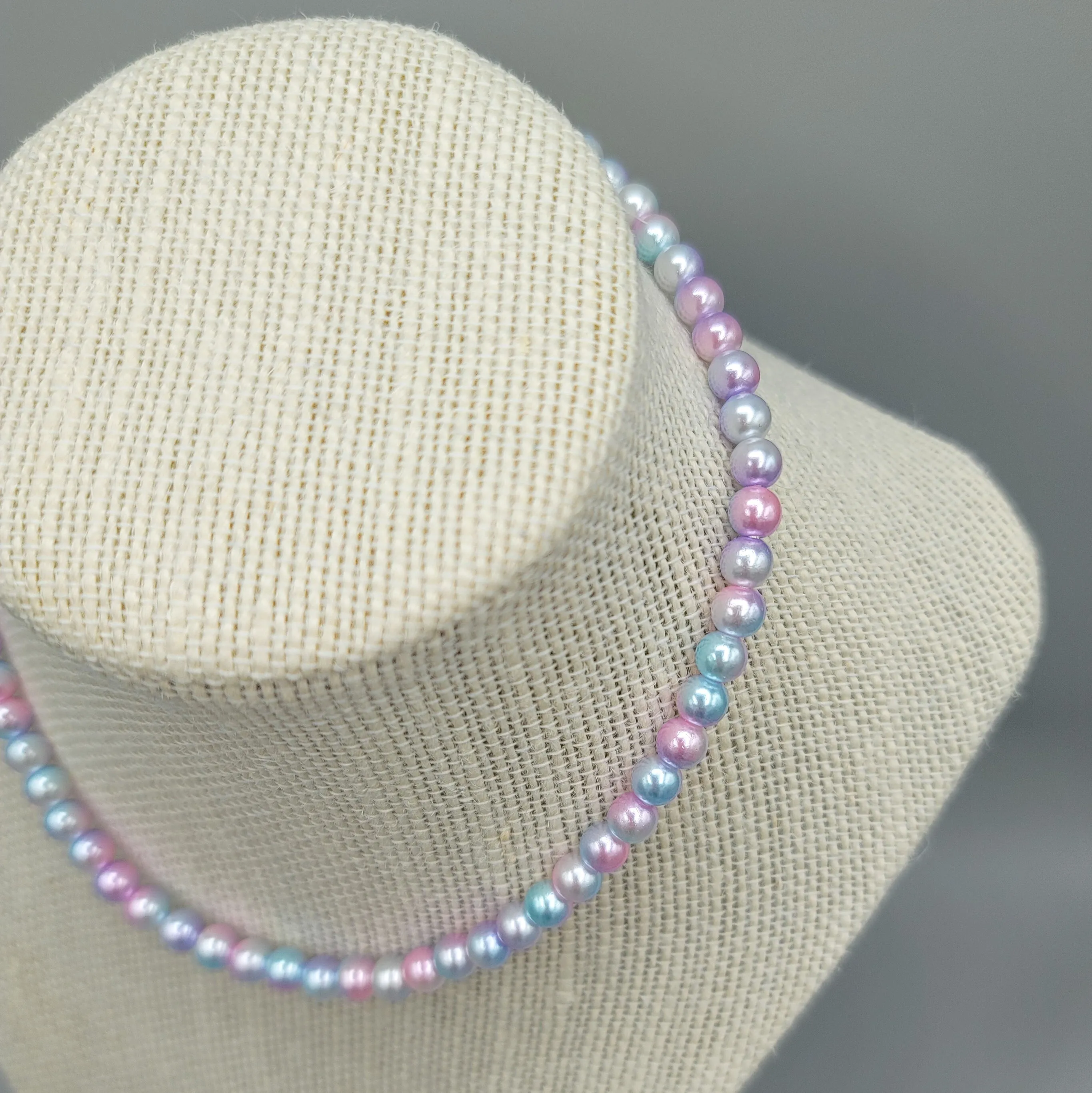 MTO | Necklace | Dainty Faux Pearl | Cotton Candy