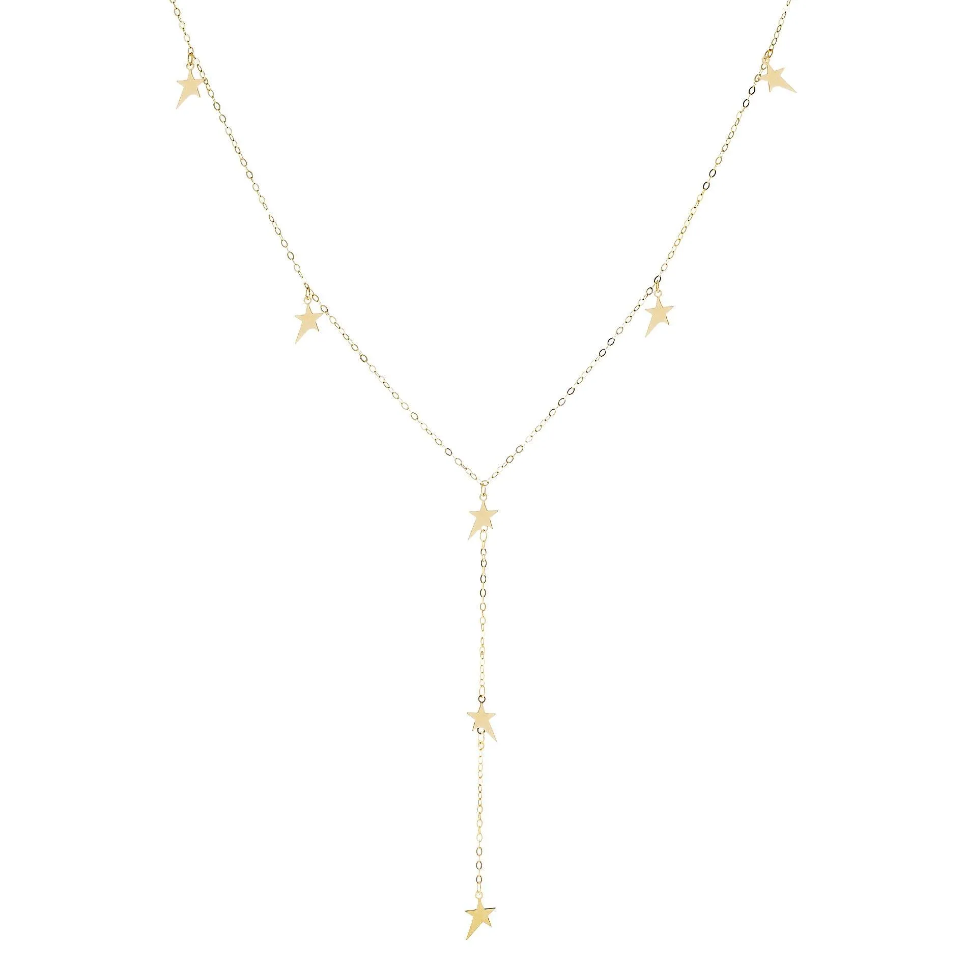 Multi Stars Lariat Necklace 14K
