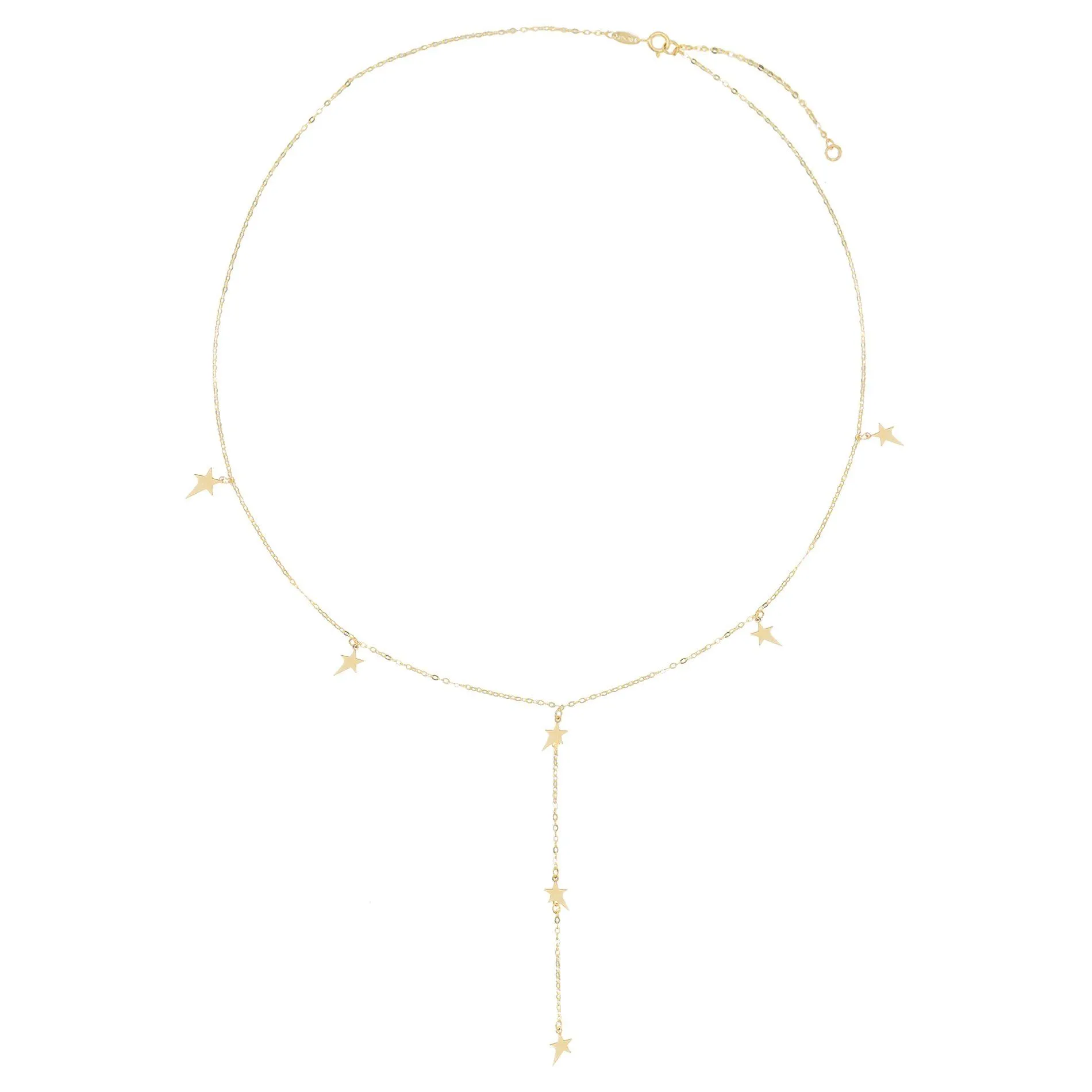 Multi Stars Lariat Necklace 14K