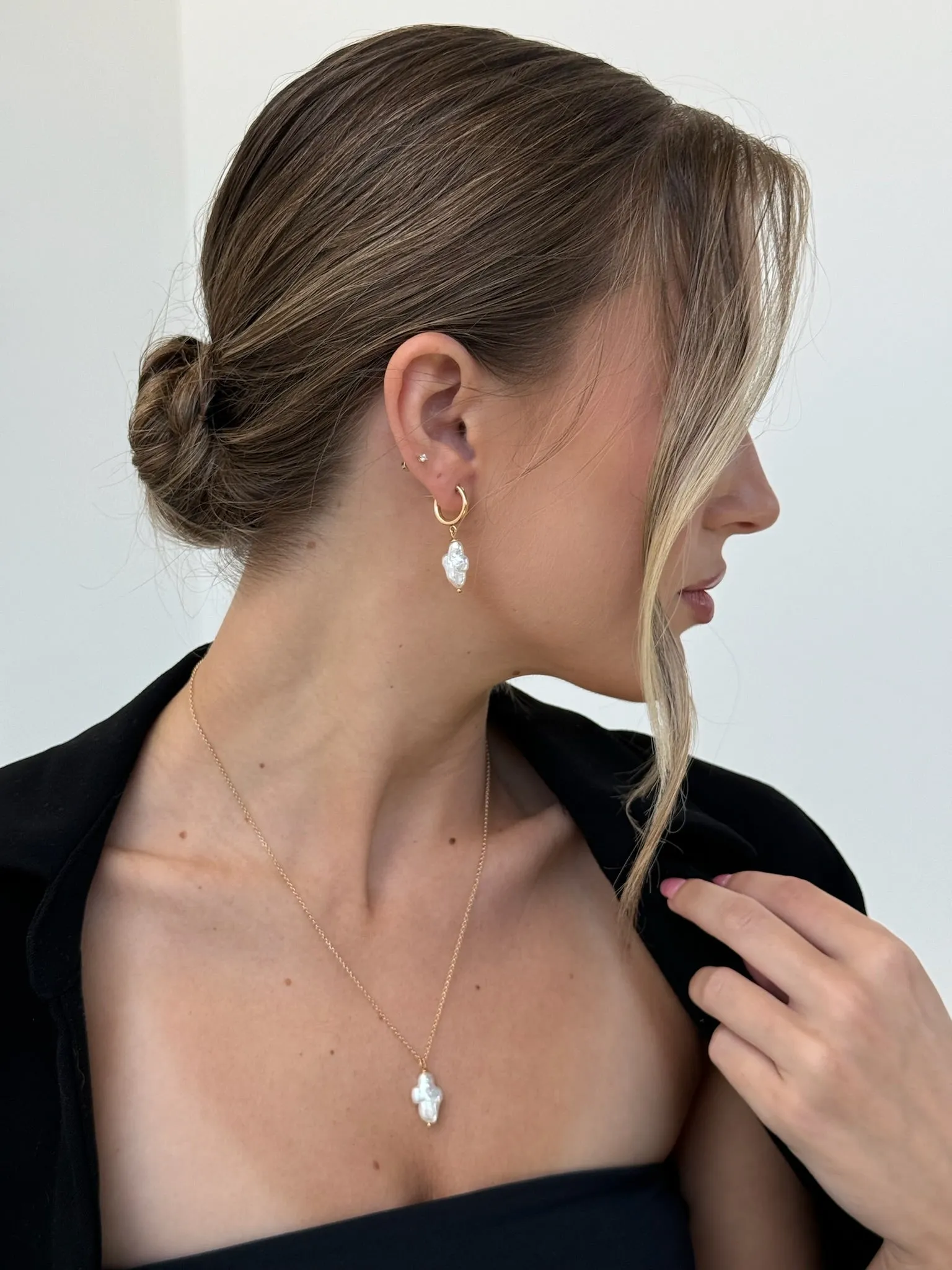 My Daughter, Cross Pearl Necklace, gold filled