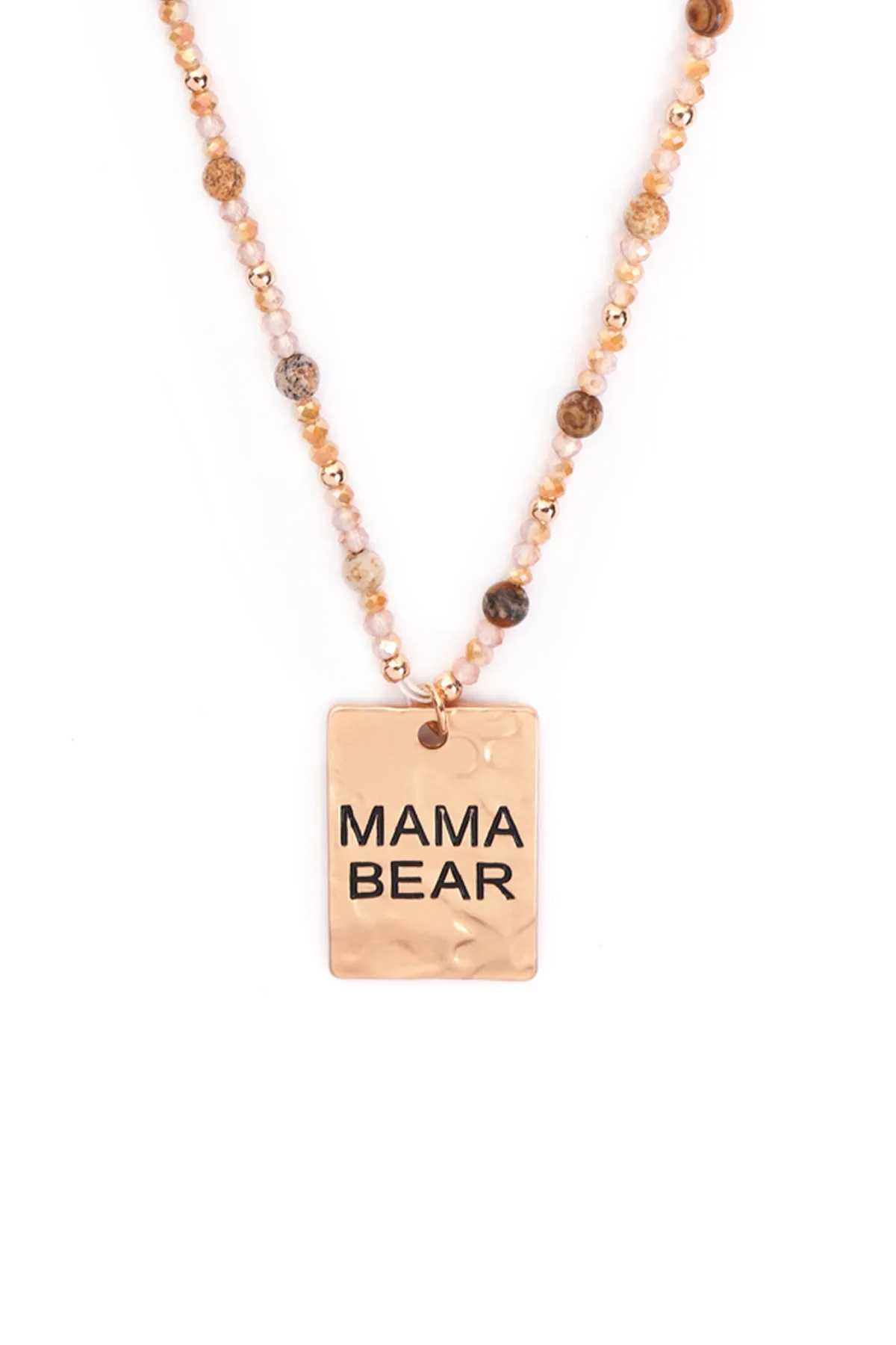 MYN1371 - HAMMER SQUARE "MAMA BEAR" PENDANT NECKLACE