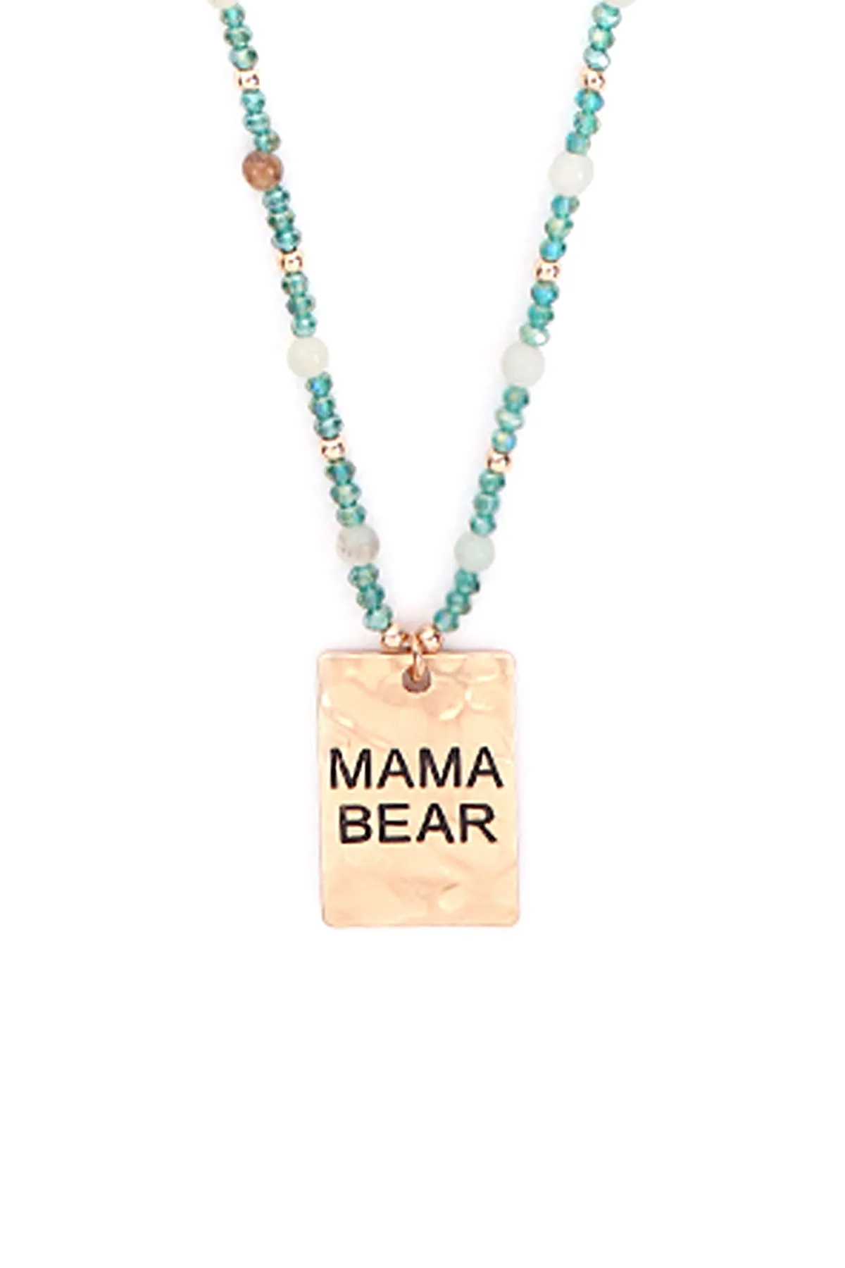 MYN1371 - HAMMER SQUARE "MAMA BEAR" PENDANT NECKLACE