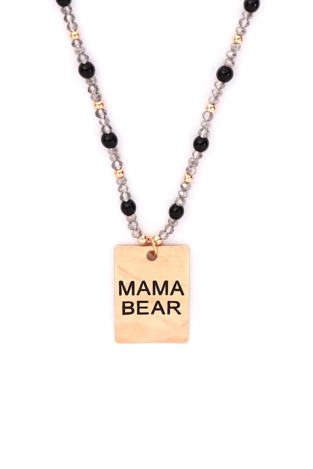 MYN1371 - HAMMER SQUARE "MAMA BEAR" PENDANT NECKLACE