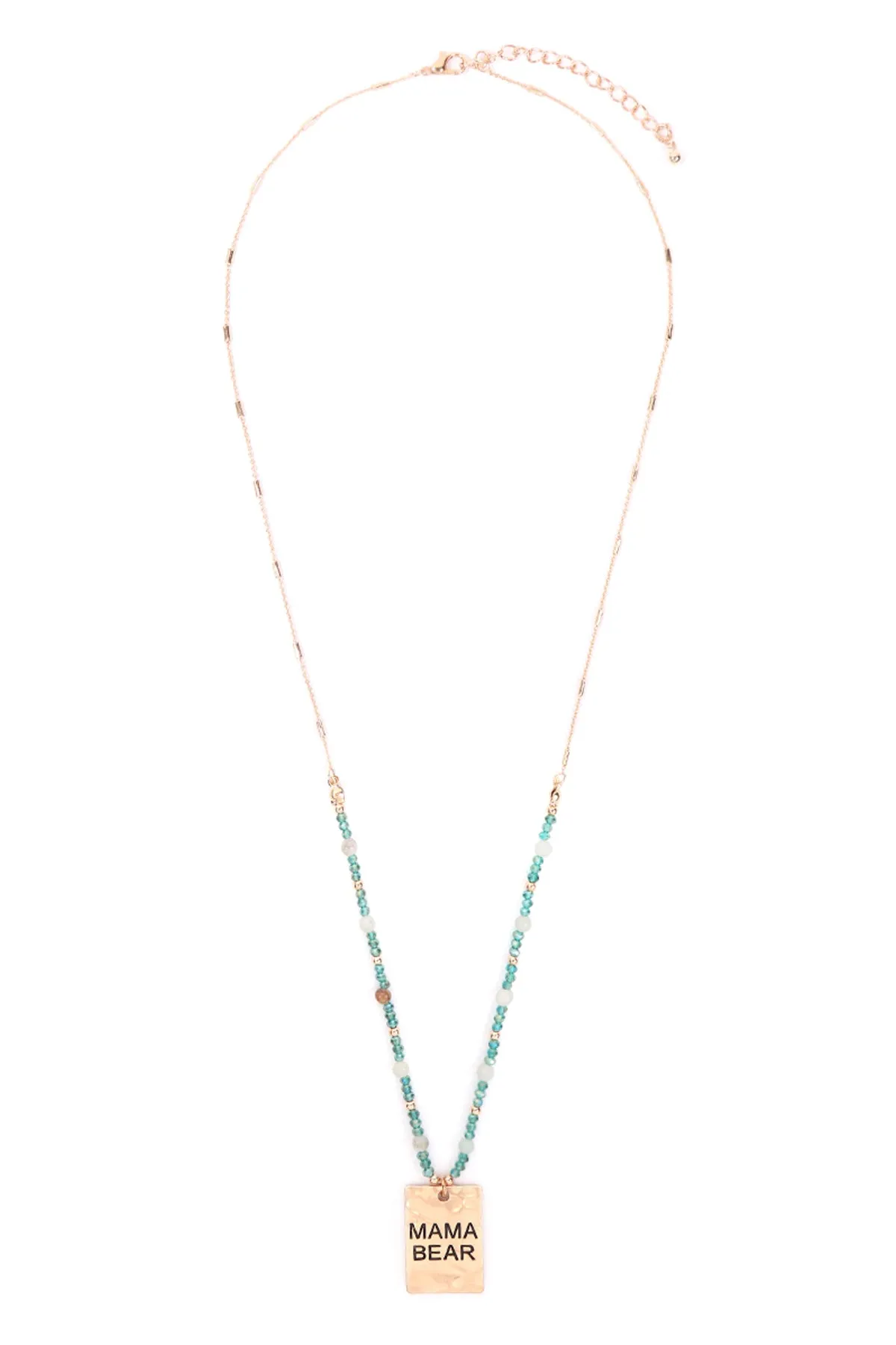 MYN1371 - HAMMER SQUARE "MAMA BEAR" PENDANT NECKLACE