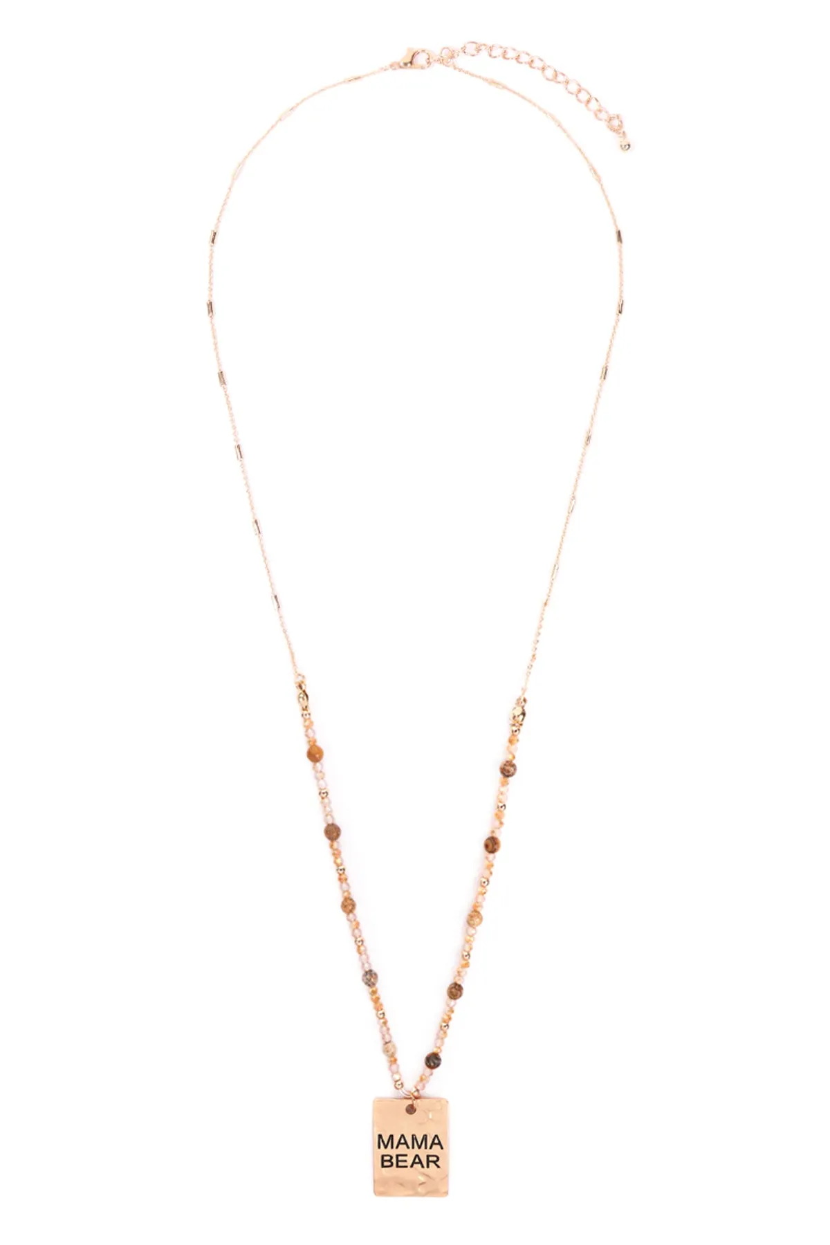 MYN1371 - HAMMER SQUARE "MAMA BEAR" PENDANT NECKLACE