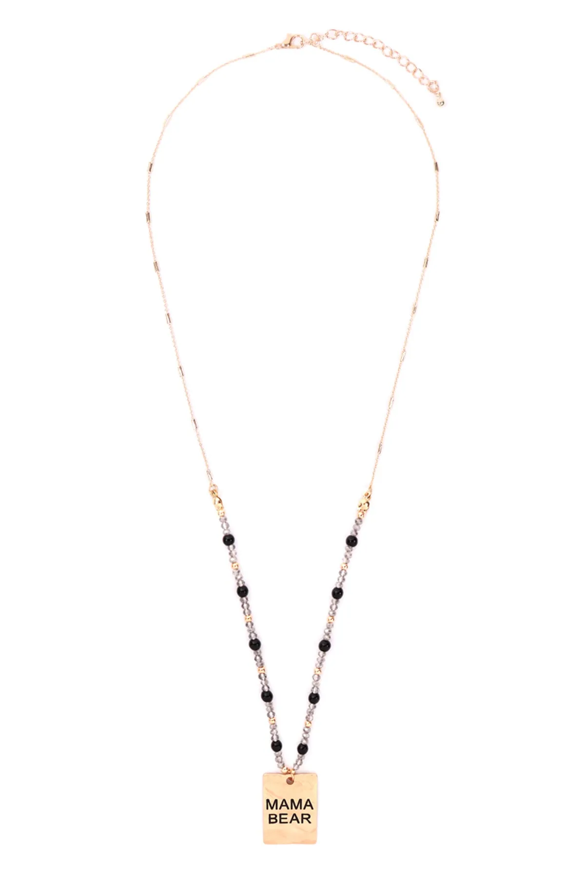 MYN1371 - HAMMER SQUARE "MAMA BEAR" PENDANT NECKLACE
