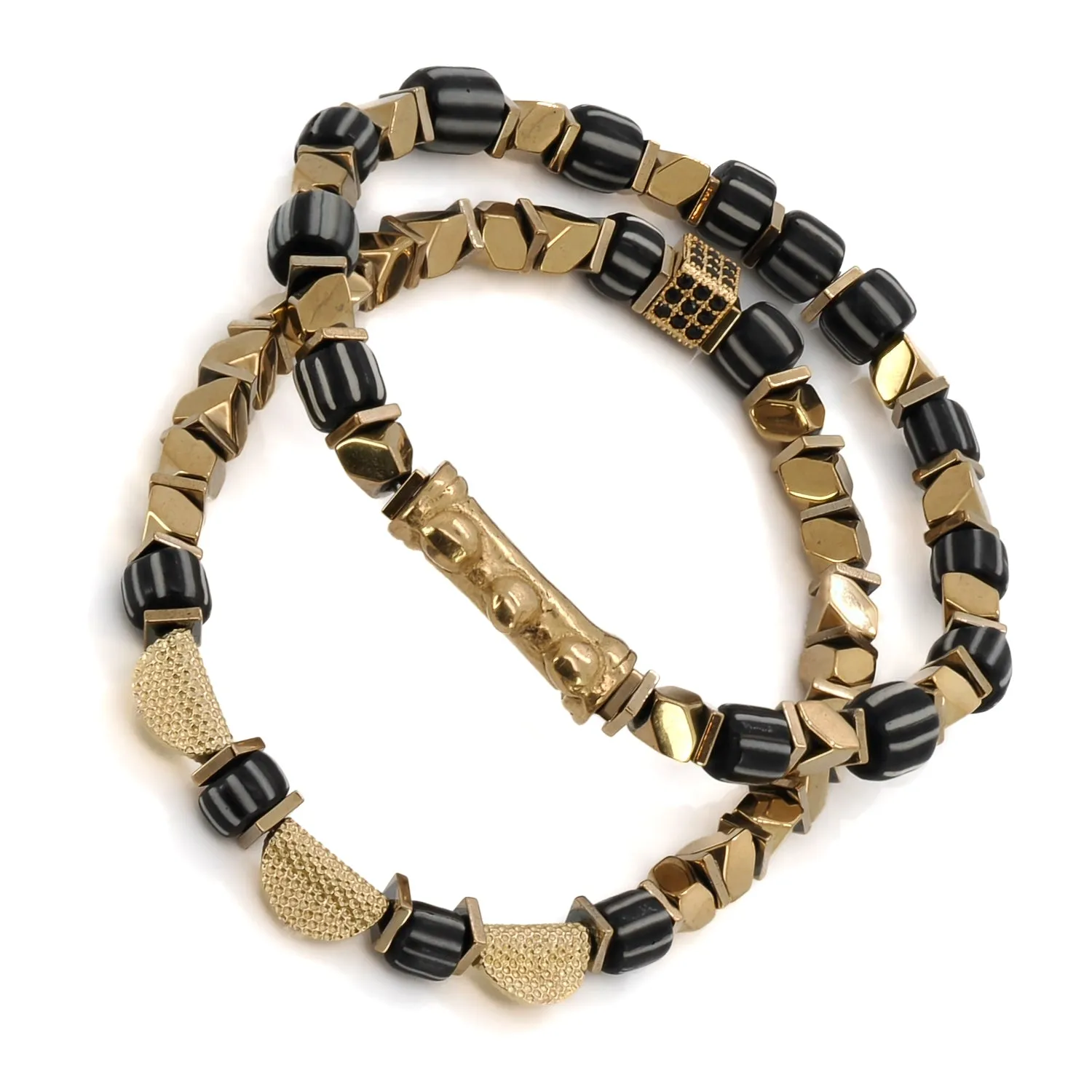 Mystic Beads Black & Gold Bracelet Set