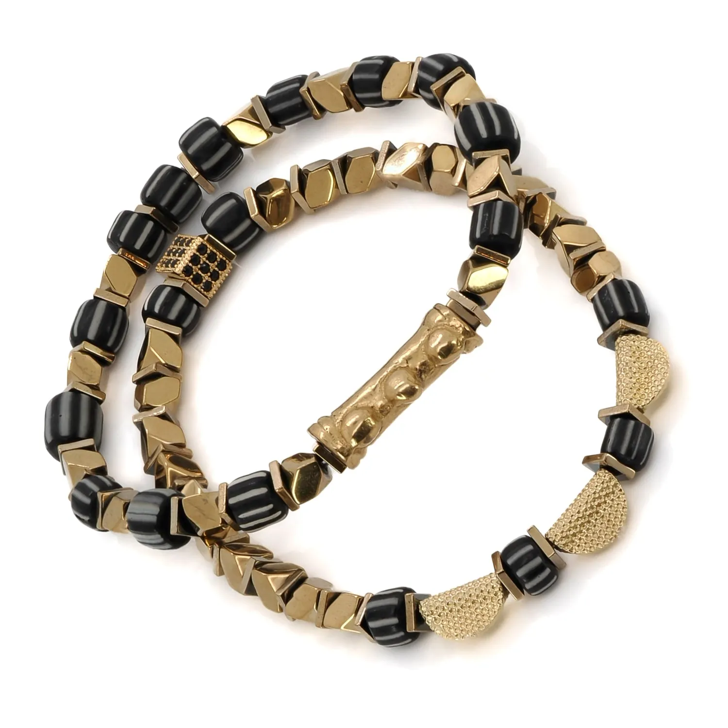 Mystic Beads Black & Gold Bracelet Set