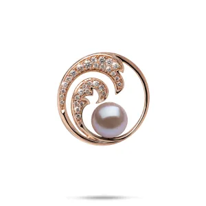 Nalu Lilac Freshwater Pearl Pendant in Rose Gold with Diamonds - 24mm