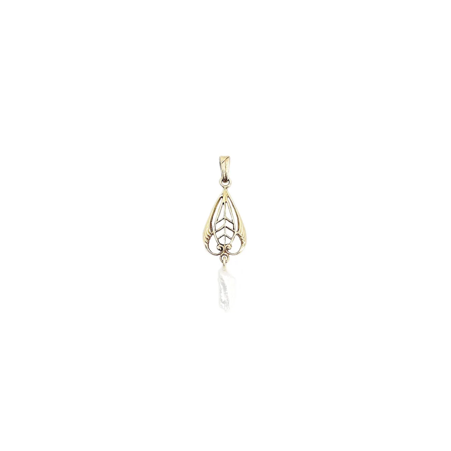 Natural River Pearl Art Nouveau Filigree Lavaliere Antique Pendant- 10K Yellow Gold