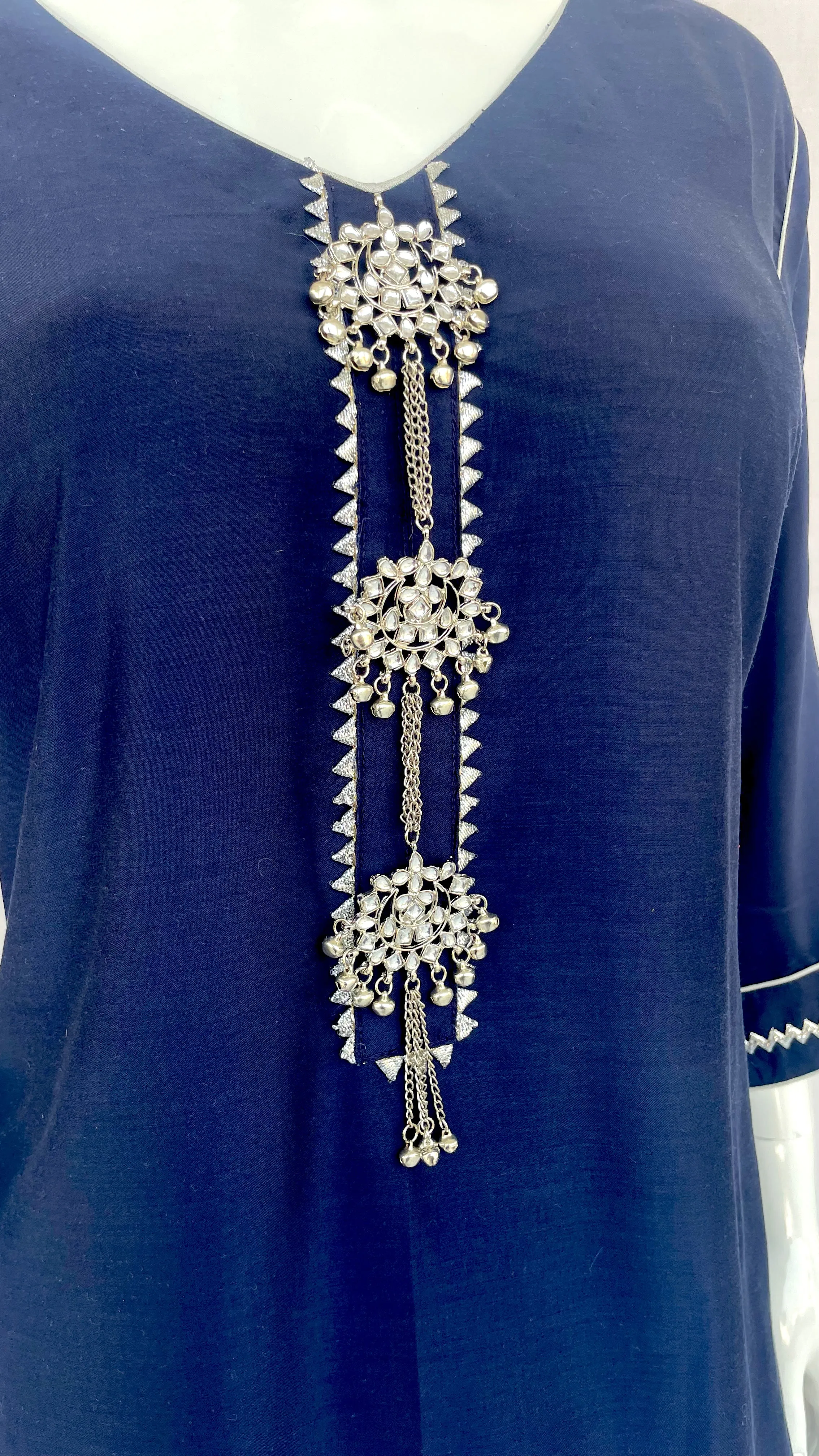 Navy Blue Punjabi Patiala Salwar Suit, Muslin Punjabi Suit with  Turquoise Dupatta