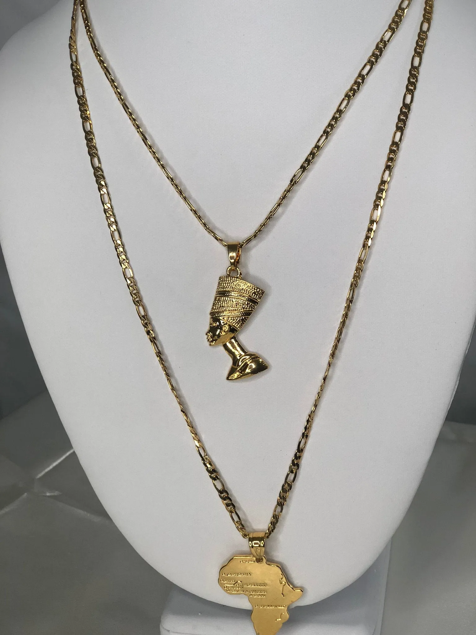 Nefertiti necklace and Africa pendant necklace set,men Africa necklace ,motherland Africa necklace,rihana Africa necklace hip hop jewelry