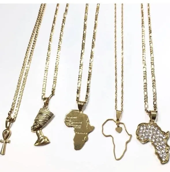 Nefertiti necklace and Africa pendant necklace set,men Africa necklace ,motherland Africa necklace,rihana Africa necklace hip hop jewelry