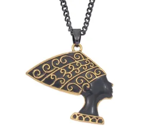 Nefertiti necklace , Egyptian jewelry , black Nefertiti charm