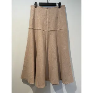 NEW OGL Maxi Skirt Womens Medium Beige Heather CashSoft Flared Warm Soft Retro