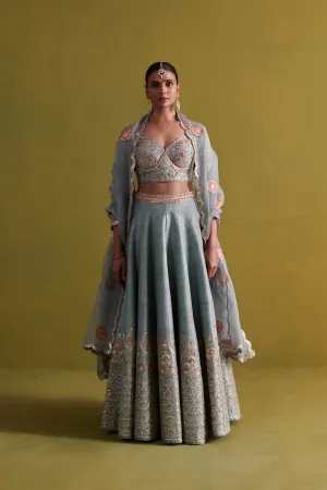 New Season Festive 2024-Coord Set-Raw Silk/Organza 3pcs Marine Blue-AS109-Fashion Wedding Edit Aarti Sethia