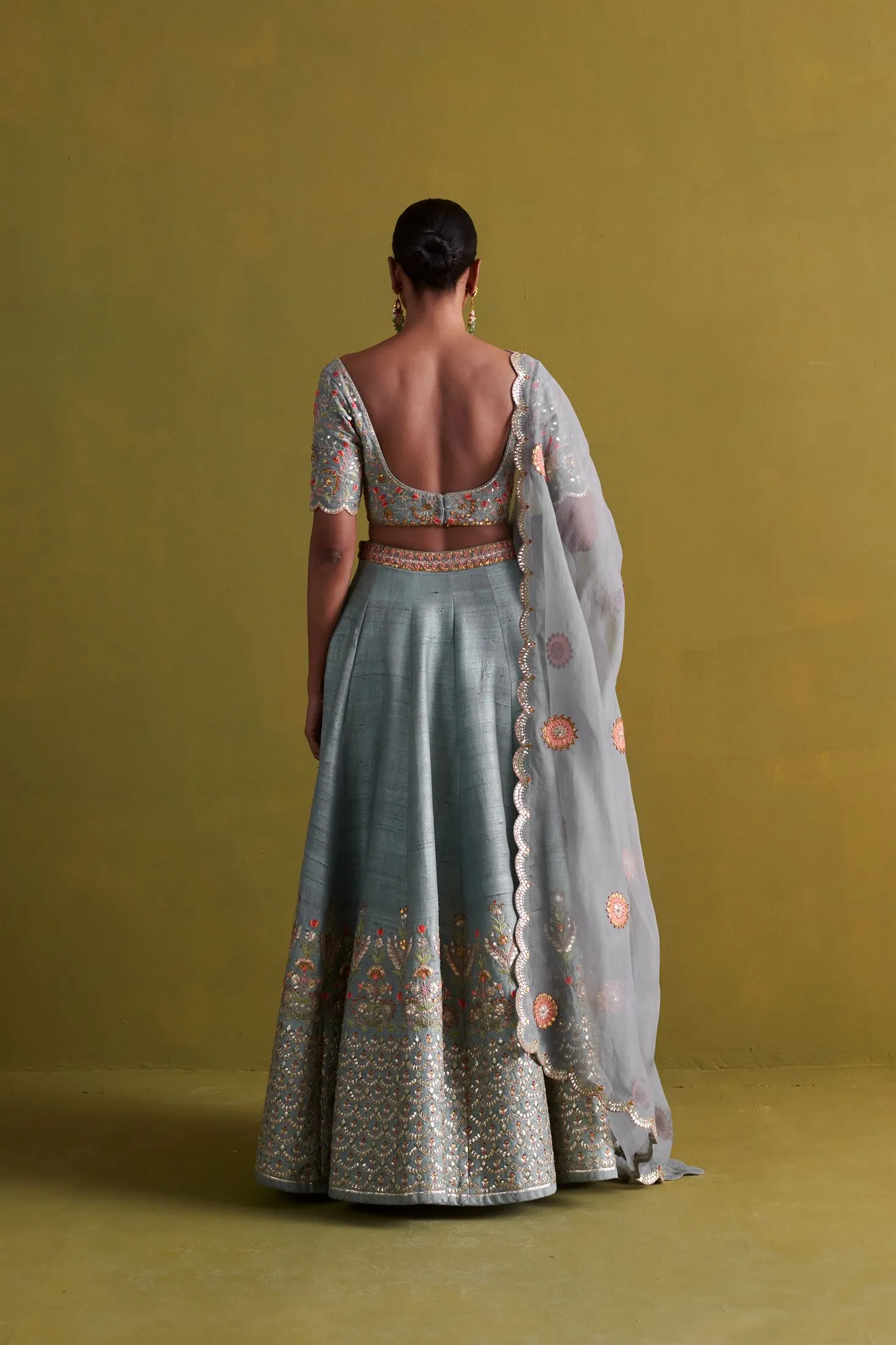 New Season Festive 2024-Coord Set-Raw Silk/Organza 3pcs Marine Blue-AS109-Fashion Wedding Edit Aarti Sethia