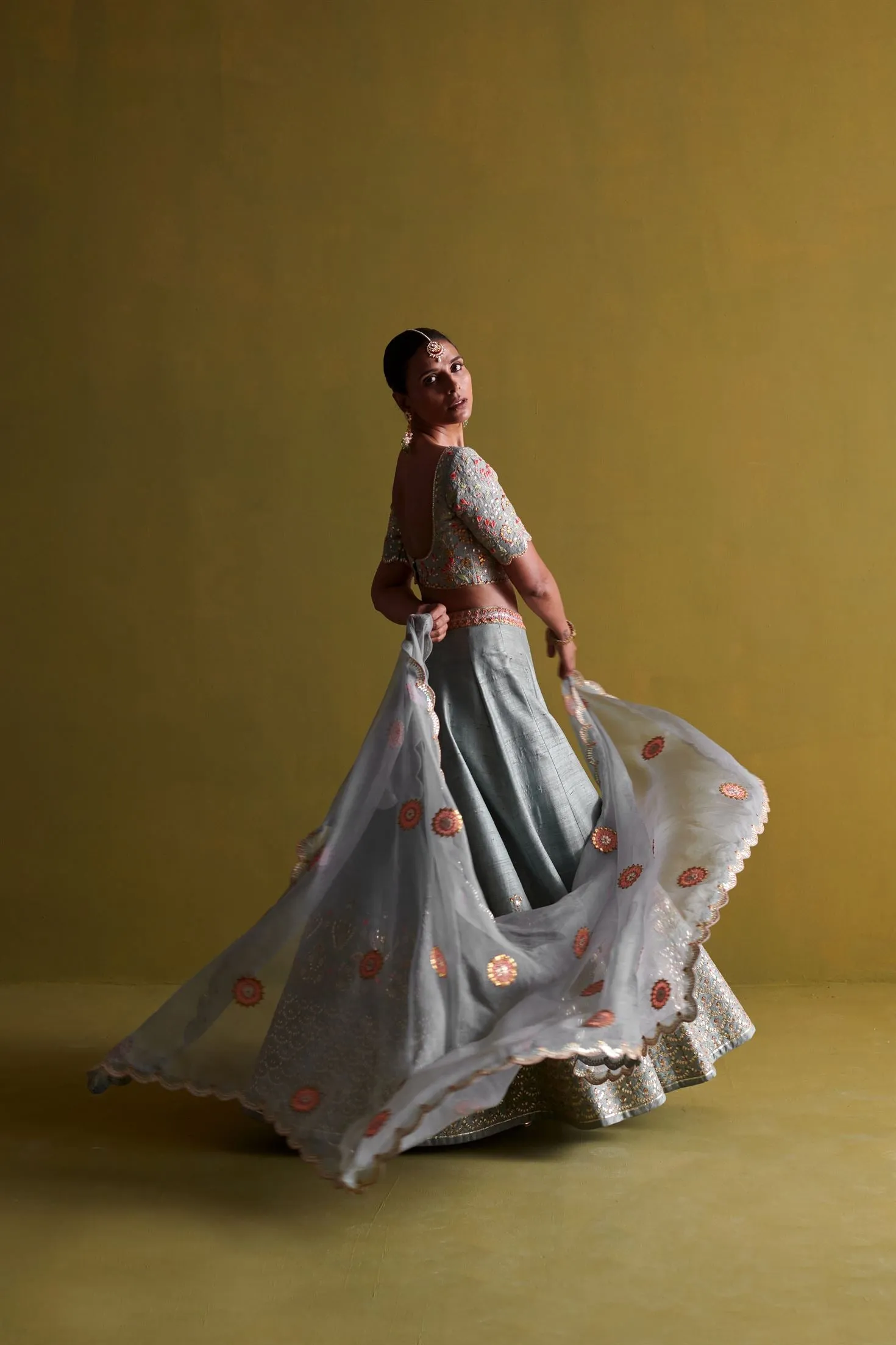 New Season Festive 2024-Coord Set-Raw Silk/Organza 3pcs Marine Blue-AS109-Fashion Wedding Edit Aarti Sethia