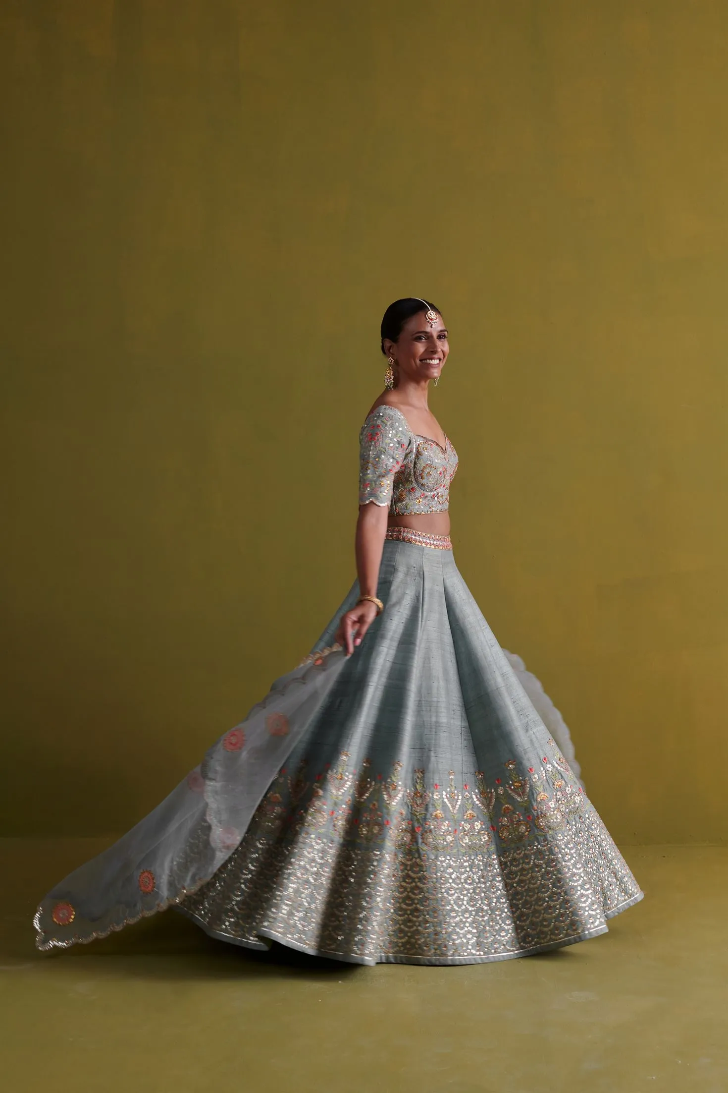New Season Festive 2024-Coord Set-Raw Silk/Organza 3pcs Marine Blue-AS109-Fashion Wedding Edit Aarti Sethia