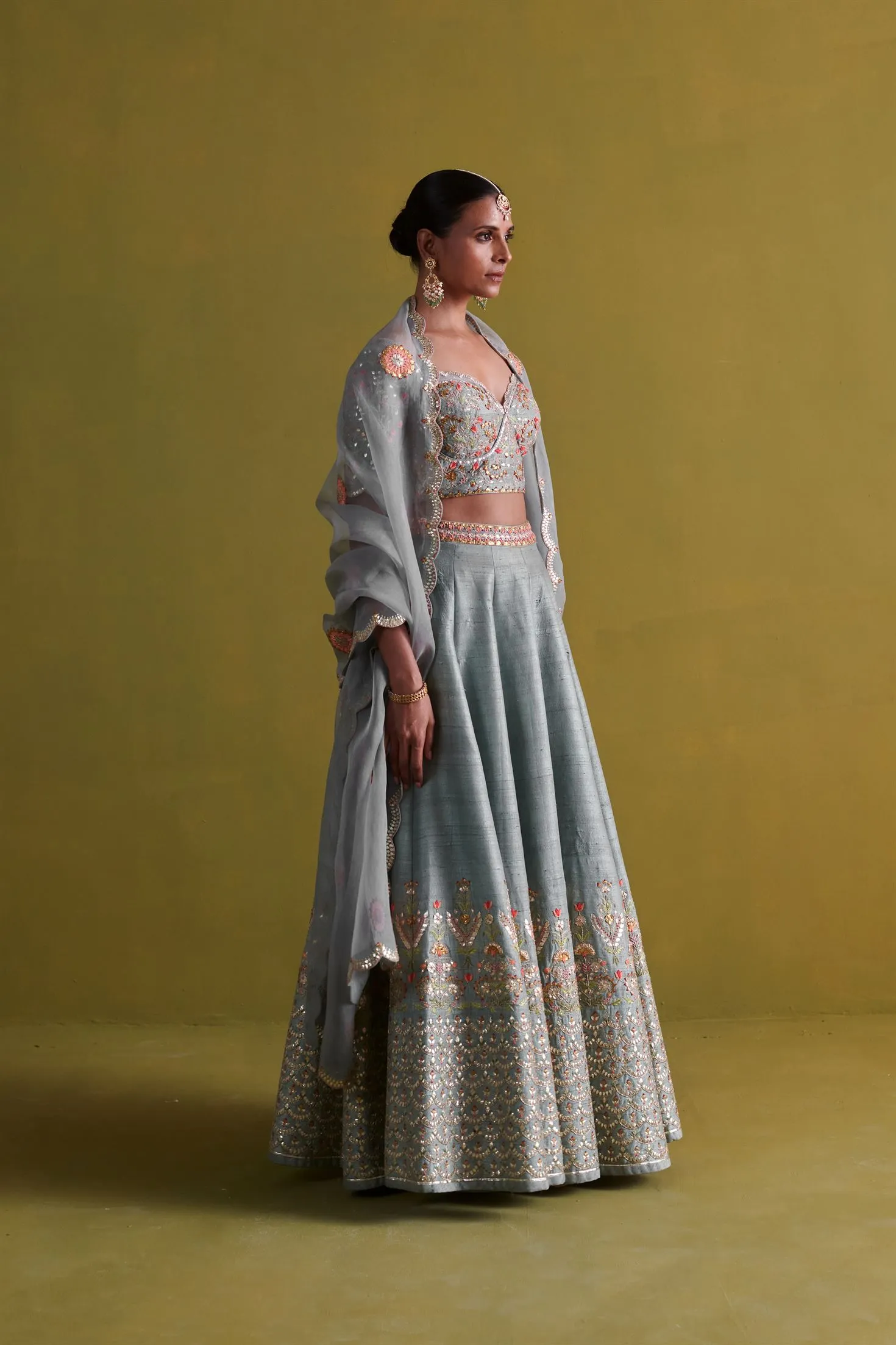 New Season Festive 2024-Coord Set-Raw Silk/Organza 3pcs Marine Blue-AS109-Fashion Wedding Edit Aarti Sethia