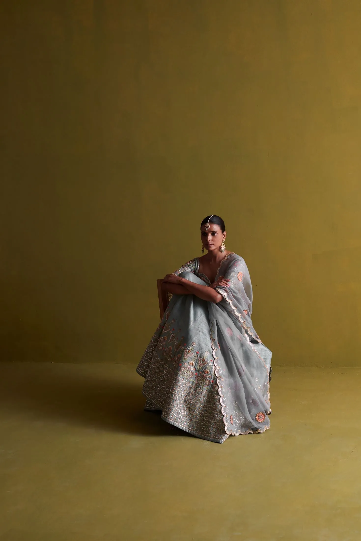 New Season Festive 2024-Coord Set-Raw Silk/Organza 3pcs Marine Blue-AS109-Fashion Wedding Edit Aarti Sethia