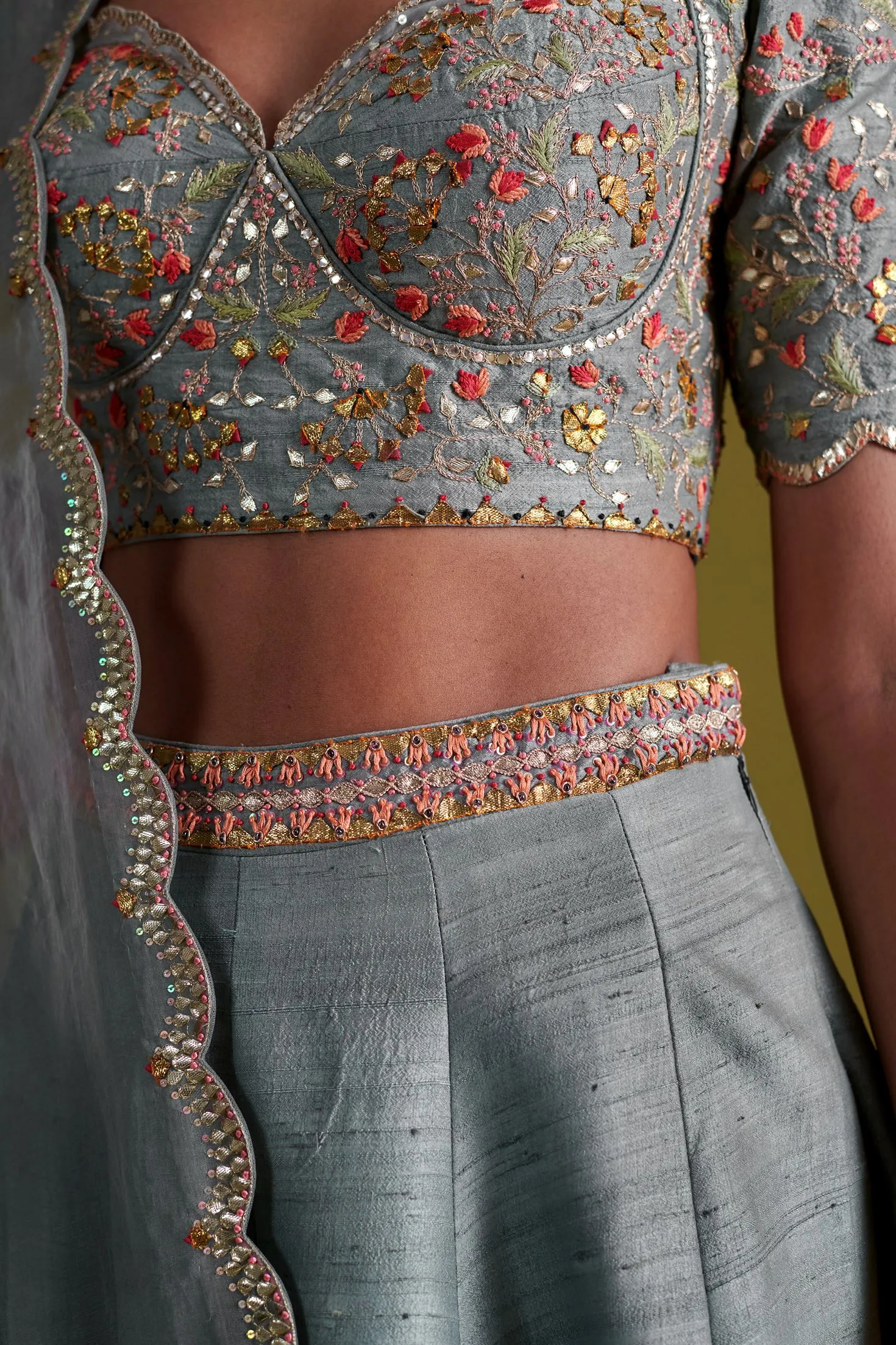 New Season Festive 2024-Coord Set-Raw Silk/Organza 3pcs Marine Blue-AS109-Fashion Wedding Edit Aarti Sethia