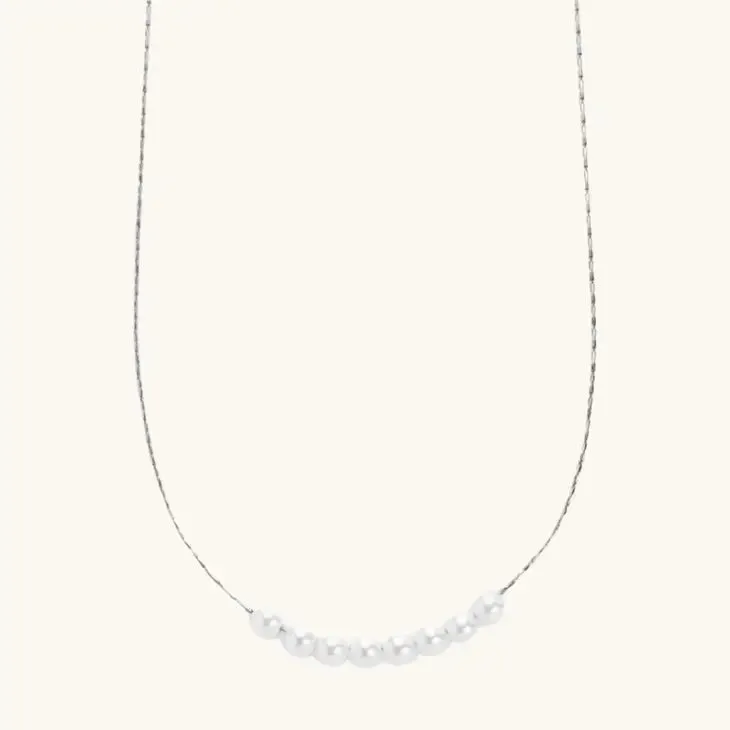 Nina Dainty Pearl Necklace Silver