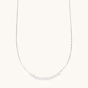 Nina Dainty Pearl Necklace Silver